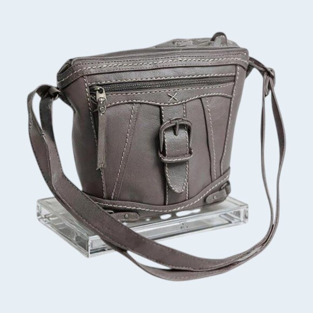 BOC Gray High Bridge Buckle Front Pocket Shoulder Bag